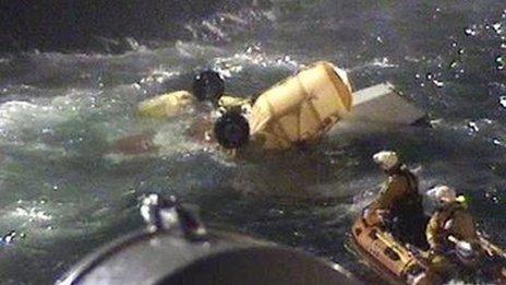 RNLI volunteers retrieved helicopter wreckage