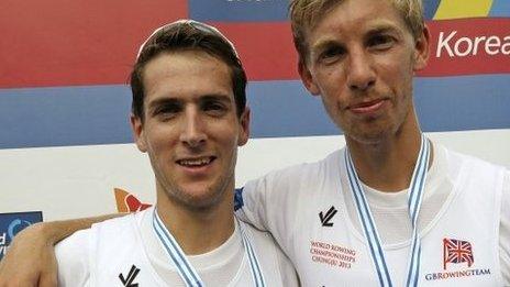 British rowers Sam Scrimgeour and Mark Aldred