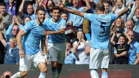 Alvaro Negredo Man City goal celebration