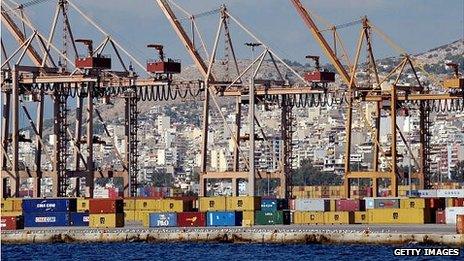 Containers at Piraeus port