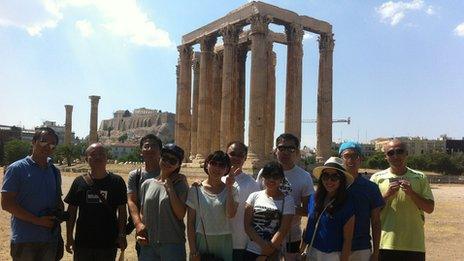 Chinese tourists in Greece