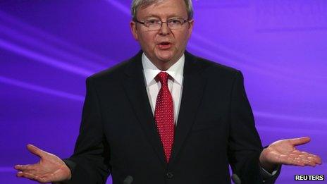 Australia's Prime Minister Kevin Rudd during the leaders' debate (11 August 2013)