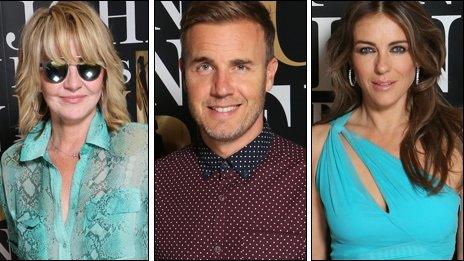 Lulu, Gary Barlow, Liz Hurley