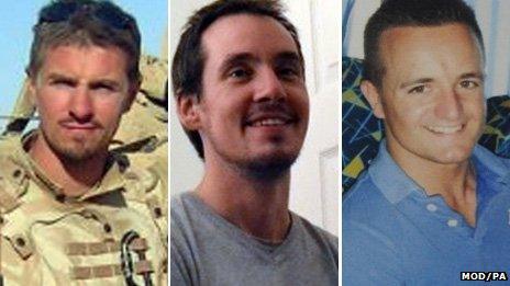 Cpl James Dunsby, L/Cpl Edward Maher and L/Cpl Craig Roberts