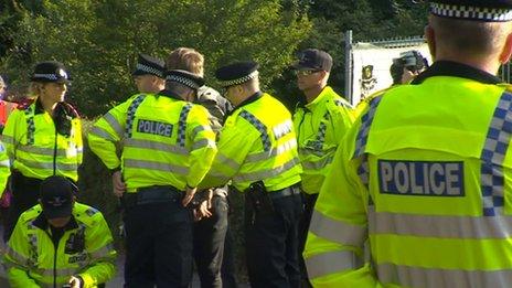 Police at the AWE Burghfield protest