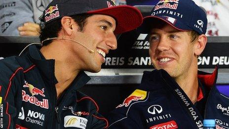 Daniel Ricciardo and Sebastian Vettel