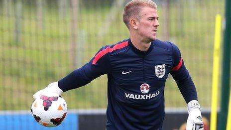 England goalkeeper Joe Hart in training