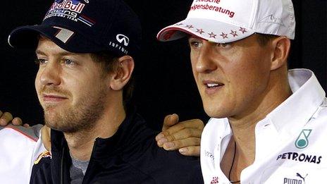 Michael Schumacher (right) and Sebastian Vettel