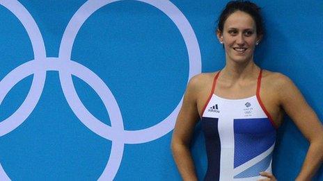 Georgia Davies in a British Olympic swimming costume