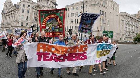 Teachers on strike in Liverpool in June