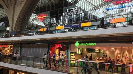 Railway station in Leipzig, Germany