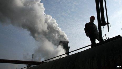 Smoke coming out of a factory in China