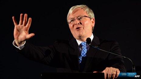 Kevin Rudd speaks at a rally in Sydney on 6 September 2013