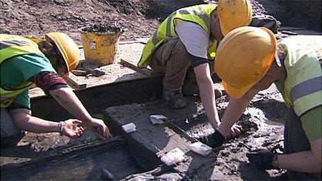 Archaeologist at work in Must Farm