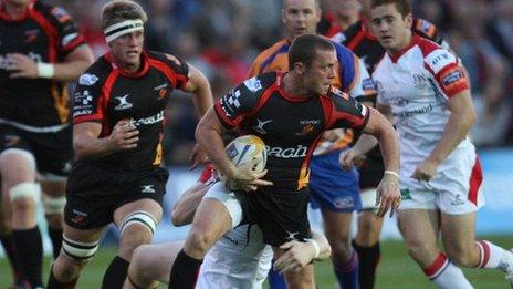 Dragons' Richie Rees in action against Ulster