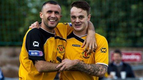 Annan players celebrating