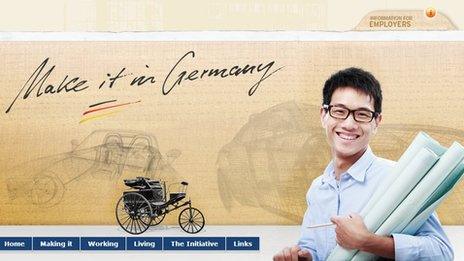 A screenshot of the "Make it in Germany" guide from the German government