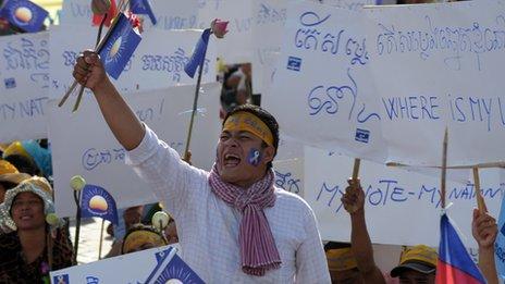 Protesters in Phnom Penh (7 September 2013)