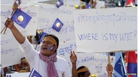 An opposition supporter at Saturday's rally