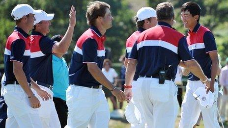 The USA celebrate on Long Island