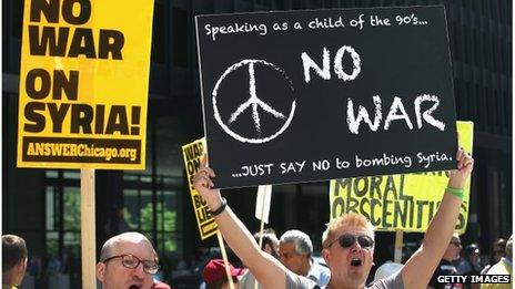 Anti-war protest in Chicago, Illinois (7 Sept 2013)