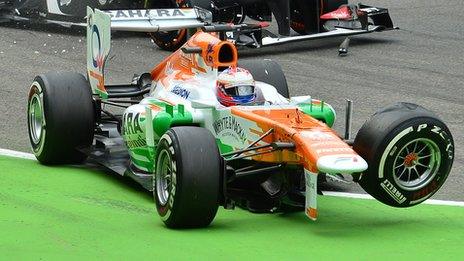 Paul Di Resta's damaged car