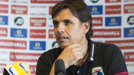 Chris Coleman faces the media in Cardiff