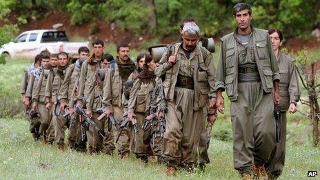 Kurdish rebels cross from Turkey into Iraq in May 2013