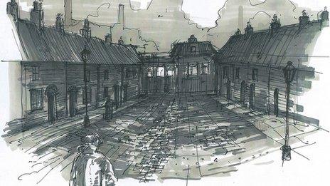 Peaky Blinders set sketch by Grant Montgomery