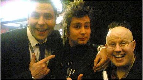 Silibil at the Brits with comedians David Walliams and Matt Lucas