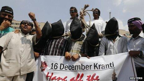 Demonstrators outside the Delhi court on September 10 2013