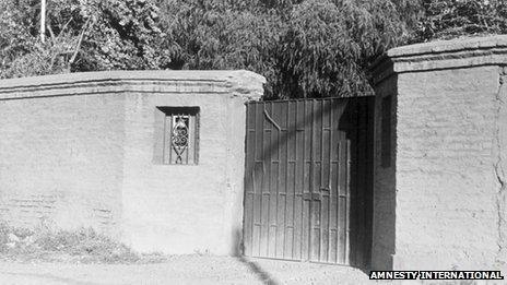 Undated photo of the gates to Villa Grimaldi