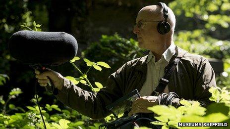 Chris Watson recording in the General Cemetery, Sheffield