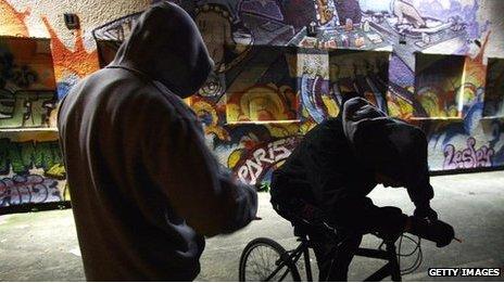 Young people wearing hoodies to illustrate anti-social behaviour