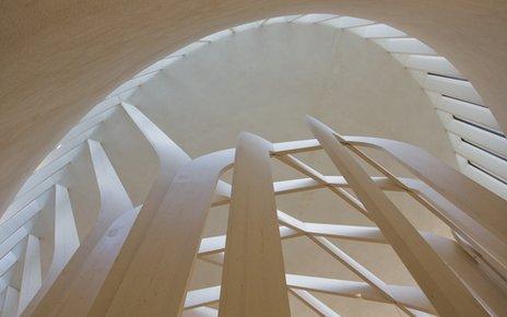 Detail from the chapel interior showing wooden beams