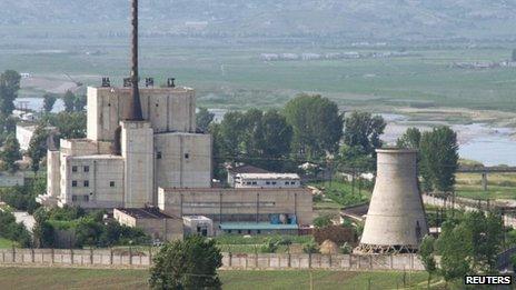 File photo: A North Korean nuclear plant and a cooling tower (right), later demolished, in Yongbyon, 27 June, 2008