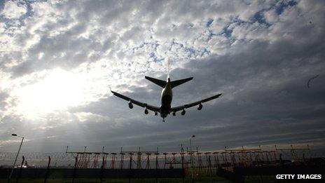 Plane landing at airport