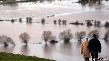 Flooding on the Somerset Levels at Glastonbury