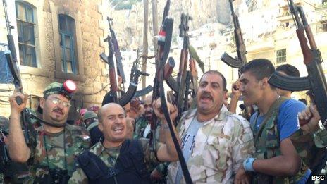 Pro-government fighters in Maaloula