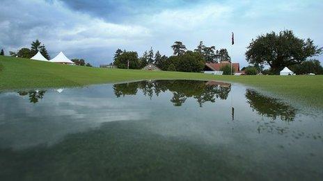 The Evian-les-Bains course is waterlogged