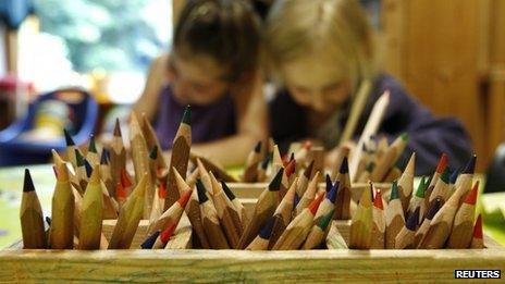 Colouring pencils at a nursery