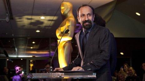 Iranian director Ashgar Farhadi, from the film 'A Separation' speaks during the 84th Academy Awards Foreign Language Film Award Directors Reception on 24 February 2012 in Beverly Hills, California.