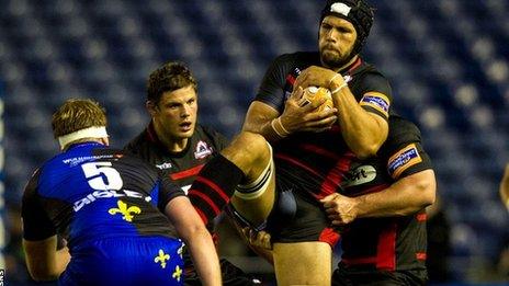 Edinburgh's Izak Vn Der Westhuizen gathers the ball at Murrayfield