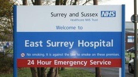 East Surrey Hospital sign