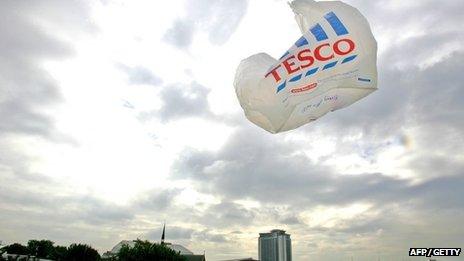 Tesco bag blowing in the wind