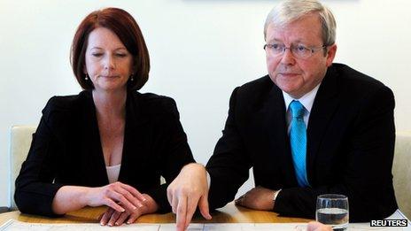 Julia Gillard and Kevin Rudd (24 June 2013)