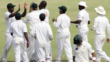 Zimbabwe celebrate a wicket