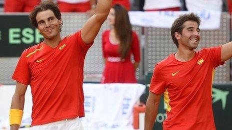 Rafael Nadal (left) and Marc Lopez