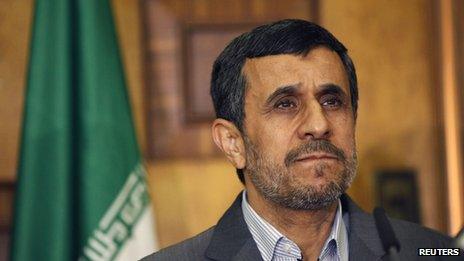 Iranian President Mahmoud Ahmadinejad in Baghdad (18 July 2013)