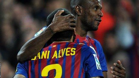 Dani Alves and Eric Abidal